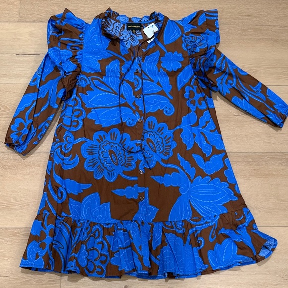 Sugarlips Blue and Brown Floral Dress - Picture 15 of 16